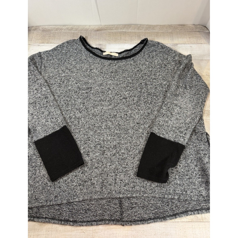 Anthropologie Everleigh Womens 1XL Gray Black Marled Sweater Tunic High Low